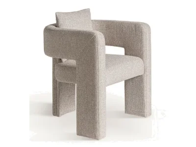 Estila Luxusné moderné klubové kreslo Hassan s celoplošným čalúnením a textilným poťahom v béžovej farbe 70 cm