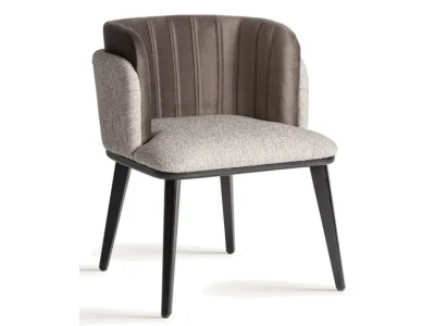 Estila Luxusné moderné art deco čalúnené zamatové kreslo Morisa v oblom tvare sivej a hnedej farbe 79 cm