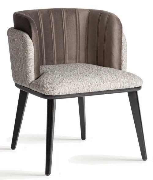 Estila Luxusné moderné art deco čalúnené zamatové kreslo Morisa v oblom tvare sivej a hnedej farbe 79 cm