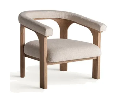 Estila Luxusné art deco masívne hnedé kreslo Rarin s čalúnením a béžovým textilným poťahom 80 cm