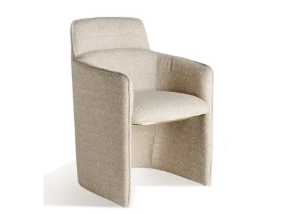 Estila Luxusné art deco béžové čalúnené prešívané kreslo Ria s úzkou konštrukciou a textilným poťahom so zlatým kovovým detailom 86 cm