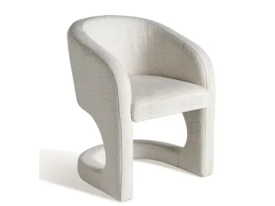 Estila Štýlové moderné dizajnové atypické čalúnené prešívané kreslo Ria v bielo sivej farbe s textúrovaným poťahom 78 cm