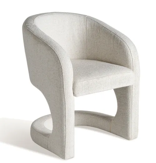 Estila Štýlové moderné dizajnové atypické čalúnené prešívané kreslo Ria v bielo sivej farbe s textúrovaným poťahom 78 cm