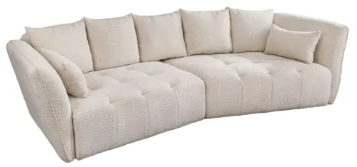 Estila Luxusná dizajnová veľká päťmiestna šampanská béžová sedačka Queen s bouclé prešívaným poťahom 295 cm