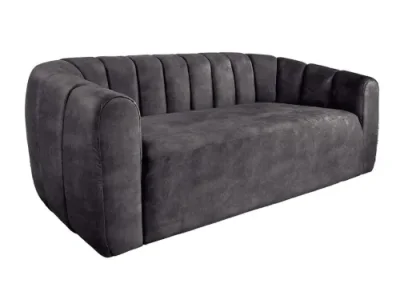 Detail produktu Estila Moderná trojmiestna zamatová sedačka Alis v antracitovej farbe s oblými opierkami a vertikálnym prešívaním 202 cm