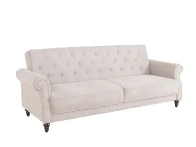 Detail produktu Estila Dizajnová chesterfield rozkladacia sedačka Maison Belle Affaire pre tri osoby s béžovým buklé poťahom 220 cm