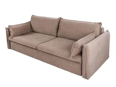 Estila Moderná rozkladacia obdĺžniková trojmiestna sedačka Heaven v taupe sivej farbe s kordovým poťahom a dizajnovými vankúšmi 215 cm