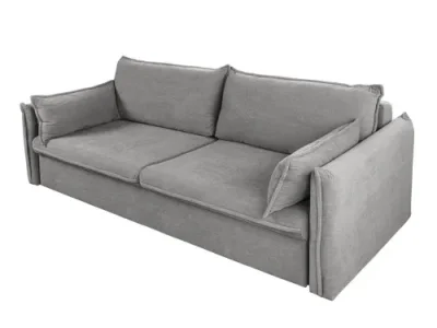 Estila Moderná rozkladacia sivá obdĺžniková trojmiestna sedačka Heaven s vrúbkovaným poťahom a vankúšovými bočnými opierkami 215 cm