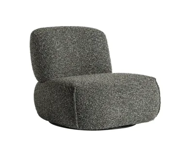 Estila Luxusné moderné okrúhle kreslo Claude bez bočných opierok s melírovaným buklé poťahom v odtieňoch sivej a zelenej 84 cm