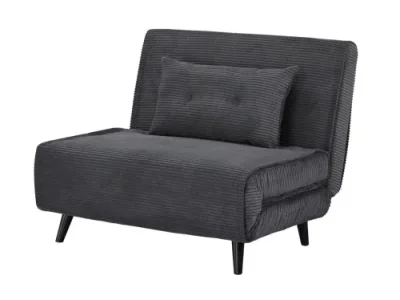 Detail produktu Estila Dizajnové škandinávske rozkladacie kreslo Kurt tmavej sivej farby s menčestrovým poťahom 100 cm