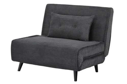 Estila Dizajnové škandinávske rozkladacie kreslo Kurt tmavej sivej farby s menčestrovým poťahom 100 cm