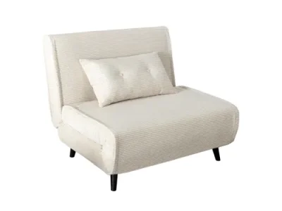 Estila Moderné škandinávske rozkladacie kreslo Kurt s béžovým kordovým poťahom a čiernymi nožičkami 100 cm