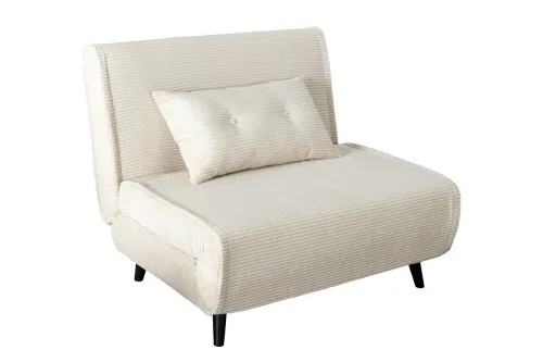 Estila Moderné škandinávske rozkladacie kreslo Kurt s béžovým kordovým poťahom a čiernymi nožičkami 100 cm