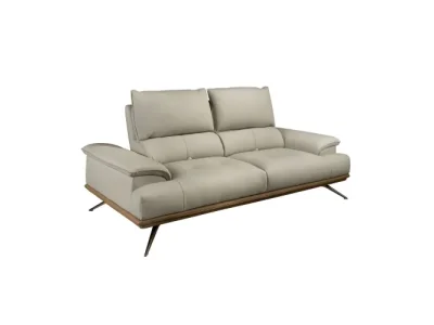 Estila Luxusná moderná dvojsedačka Vita Naturale s poťahom z pravej kože v sivom odtieni taupe s chrómovými nožičkami 200 cm