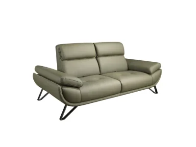 Estila Luxusná kožená dvojmiestna sedačka Vita Naturale v olivovej zelenej farbe s polohovateľnou chrbtovou opierkou 205 cm