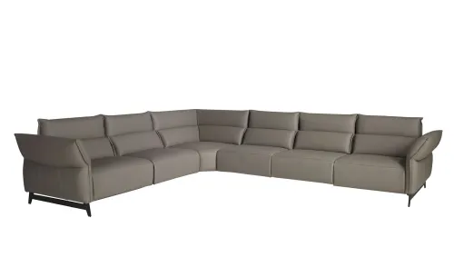 Estila Luxusná modulárna kožená rohová sedačka Vita Naturale so sivým poťahom a dvomi polohovateľnými miestami 370 cm