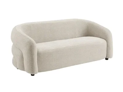 Estila Dizajnová glamour trojmiestna sedačka Eliana v svetlej béžovej farbe so ženilkovým poťahom 200 cm