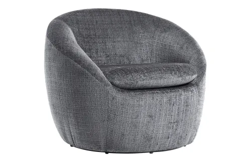 Estila Štýlové art deco okrúhle otočné kreslo Elian so sivým štruktúrovaným poťahom 76 cm