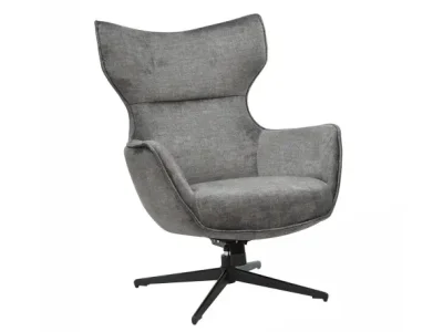 Estila Moderné dizajnové otočné kreslo Krespa so sivým zamatovým poťahom a tvarovanou vysokou opierkou s možnosťou zaklonenia 73 cm