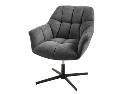Estila Moderné industriálne výškovo nastaviteľné otočné kreslo Mariposa s prešívaným sivým textilným poťahom 76 cm