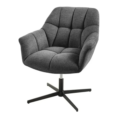 Estila Moderné industriálne výškovo nastaviteľné otočné kreslo Mariposa s prešívaným sivým textilným poťahom 76 cm