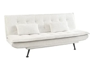 Estila Moderná rozkladacia trojmiestna obdĺžniková sedačka Manchester v béžovej farbe s menčestrovým poťahom a vankúšmi 195 cm