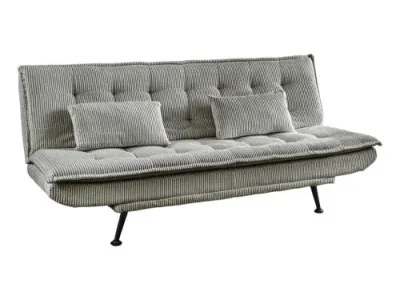 Estila Moderná rozkladacia trojmiestna sedačka Manchester v svetlej sivej farbe s menčestrovým poťahom s dvomi vankúšmi 190 cm