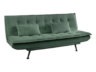 Estila Moderná rozkladacia trojmiestna sedačka Manchester v zelenej farbe s menčestrovým poťahom s dvomi vankúšmi 190 cm