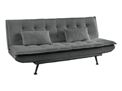 Estila Moderná obdĺžniková rozkladacia čalúnená trojmiestna sedačka Manchester v tmavo sivej farbe s menčestrovým poťahom 190 cm