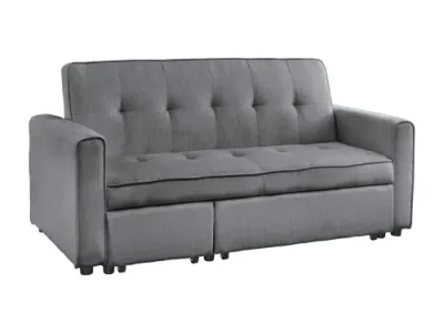 Detail produktu Estila Štýlová moderná rozkladacia dvojmiestna sivá sedačka Lefan s menčestrovým poťahom 180 cm