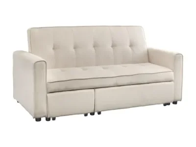 Estila Štýlová moderná rozkladacia dvojmiestna sedačka Lefan s menčestrovým poťahom v béžovej farbe 180 cm