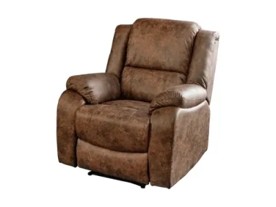 Estila Moderné čalúnené hnedé rozkladacie kino kreslo Phoenix z eko kože s výklopnou opierkou na nohy 104 cm