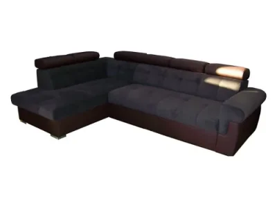 PYKA Atlanta L rohová sedačka s rozkladom a úložným priestorom tmavosivá / hnedá