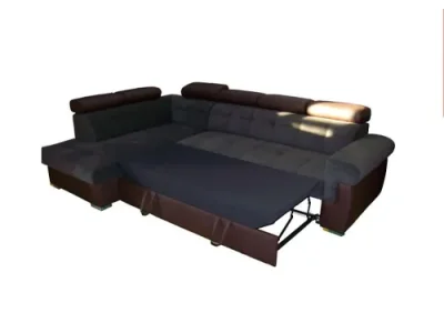 Detail produktu PYKA Atlanta L rohová sedačka s rozkladom a úložným priestorom tmavosivá / hnedá