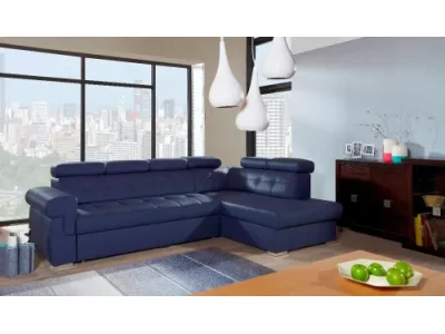 Detail produktu PYKA Atlanta P kožená rohová sedačka s rozkladom modrá