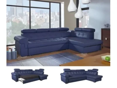 Detail produktu PYKA Atlanta P kožená rohová sedačka s rozkladom modrá