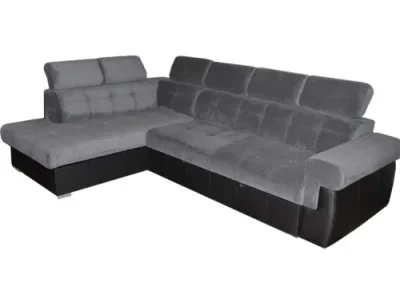 PYKA Atlanta L rohová sedačka s rozkladom a úložným priestorom sivá / čierna