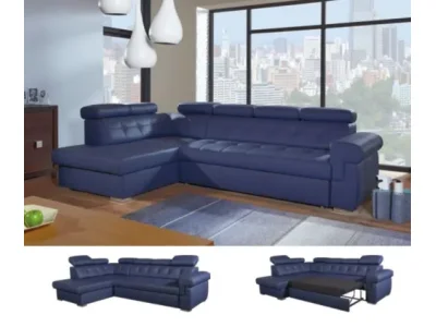 Detail produktu PYKA Atlanta L kožená rohová sedačka s rozkladom modrá