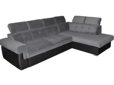 PYKA Atlanta P rohová sedačka s rozkladom a úložným priestorom sivá / čierna