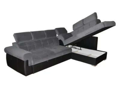 Detail produktu PYKA Atlanta P rohová sedačka s rozkladom a úložným priestorom sivá / čierna