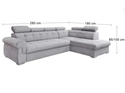 Detail produktu PYKA Atlanta P rohová sedačka s rozkladom a úložným priestorom svetlosivá (Gusto 82)