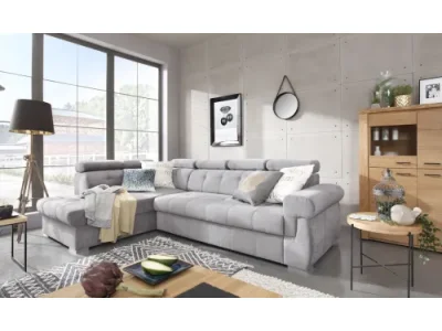 Detail produktu PYKA Atlanta L rohová sedačka s rozkladom a úložným priestorom svetlosivá (Gusto 82)