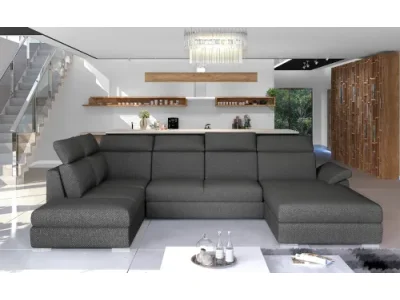 NABBI Ermo U L rohová sedačka u s rozkladom a úložným priestorom tmavosivá