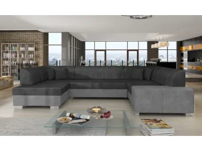 NABBI Halvega P rohová sedačka u s rozkladom a úložným priestorom čierna / sivá