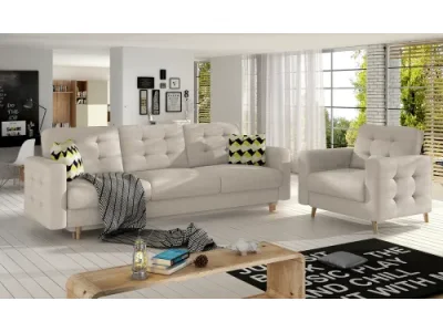 NABBI Aveza 3+1 rozkladacia sedacia súprava krémová / vzor