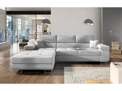 NABBI Alkazar L rohová sedačka s rozkladom a úložným priestorom svetlosivá (Sawana 21)