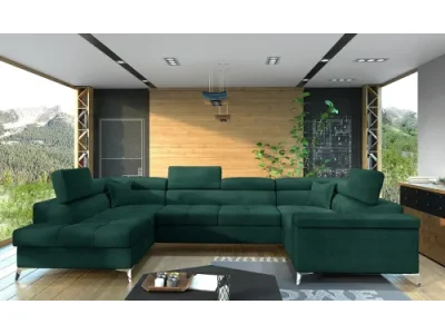 NABBI Torres U P rohová sedačka u s rozkladom a úložným priestorom tmavozelená