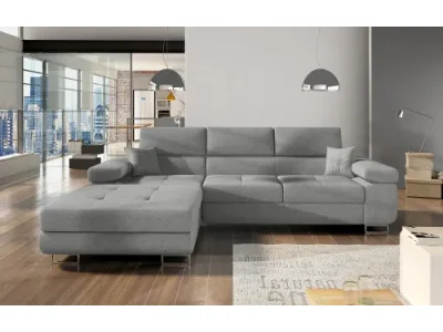 NABBI Alkazar L rohová sedačka s rozkladom a úložným priestorom svetlosivá (Gusto 88)