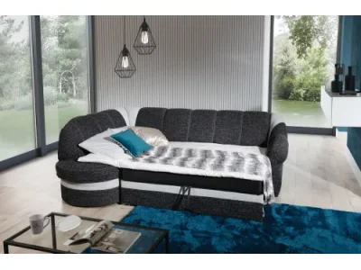 Detail produktu NABBI Belluno L rohová sedačka s rozkladom a úložným priestorom tmavomodrá / tmavosivá