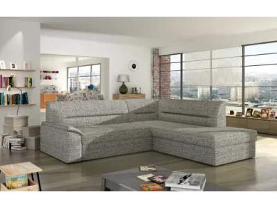 NABBI Estrela P rohová sedačka s rozkladom a úložným priestorom sivá (Berlin 01)